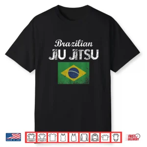 Distressed Flag Patriotic Brazilian Jiu Jitsu Bjj Graphic Shirt