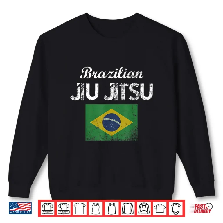 Sweatshirt Distressed Flag Patriotic Brazilian Jiu Jitsu BJJ Graphic Shirt