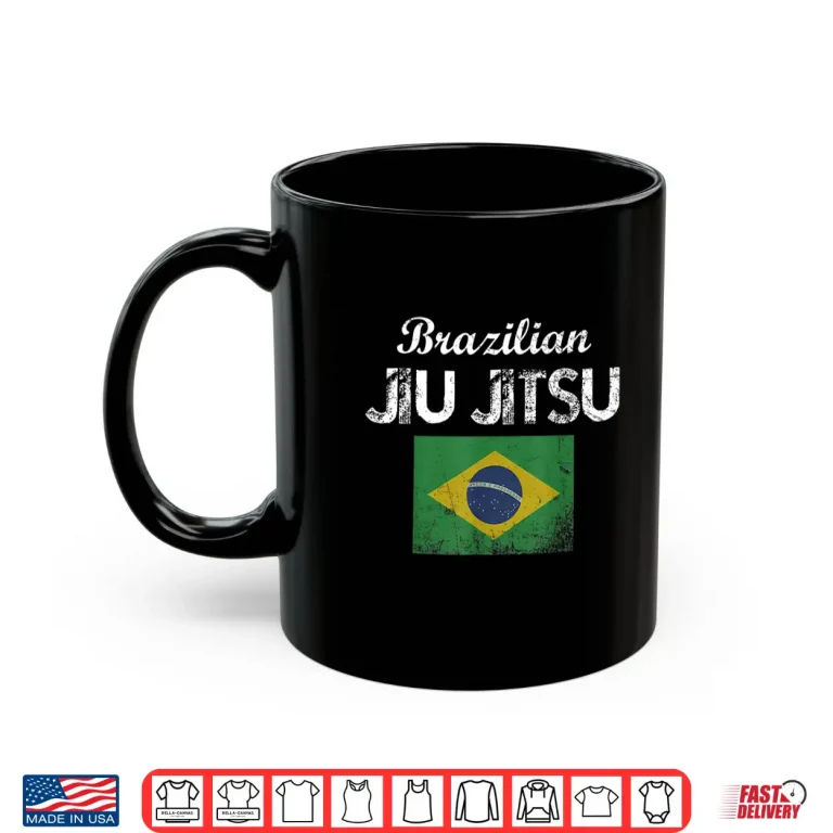 Mug Distressed Flag Patriotic Brazilian Jiu Jitsu BJJ Graphic Shirt