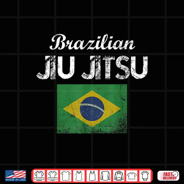 Design Distressed Flag Patriotic Brazilian Jiu Jitsu BJJ Graphic Shirt