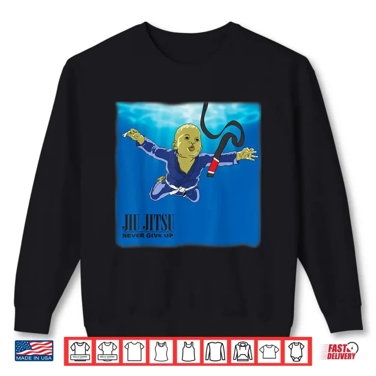 Sweatshirt Never Give Up Black Belt BJJ Professional Statement Graphic Shirt