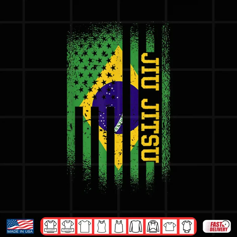 Design Brasilian And American Flag Jiu Jitsu Brazilian Jujitsu Shirt