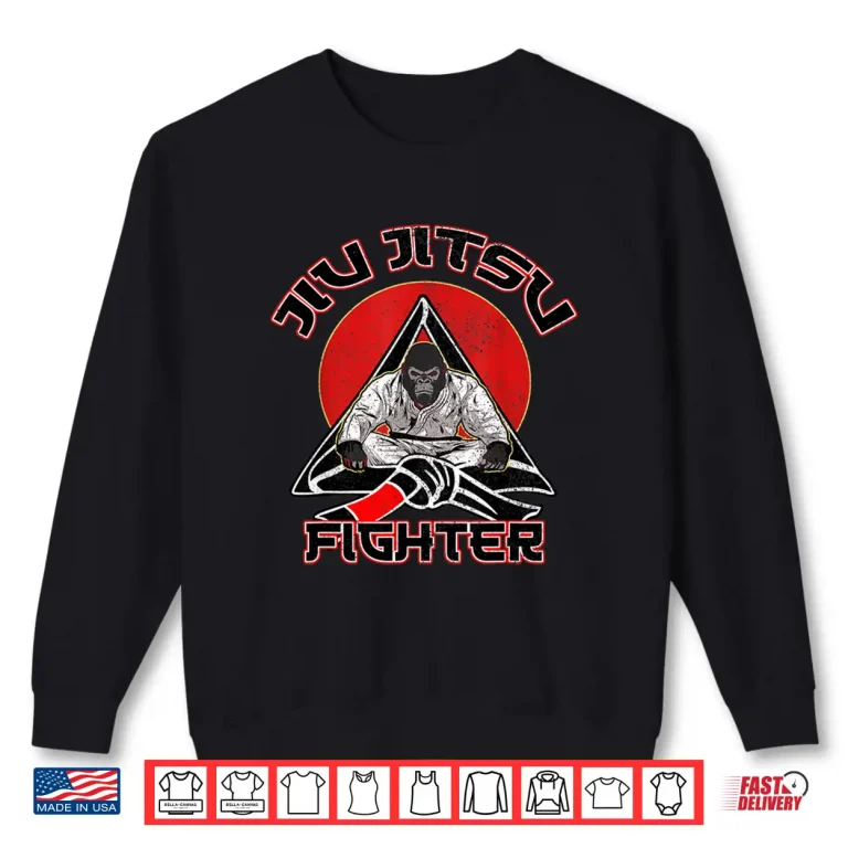 Sweatshirt Distressed Gorilla Jiu Jitsu Fighter BJJ Grappling MMA Shirt