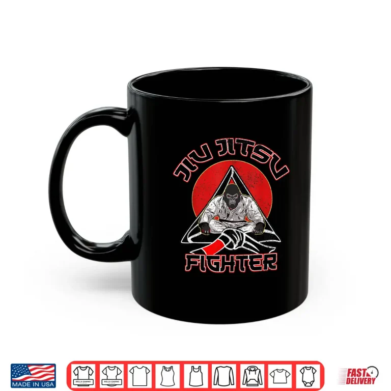 Mug Distressed Gorilla Jiu Jitsu Fighter BJJ Grappling MMA Shirt