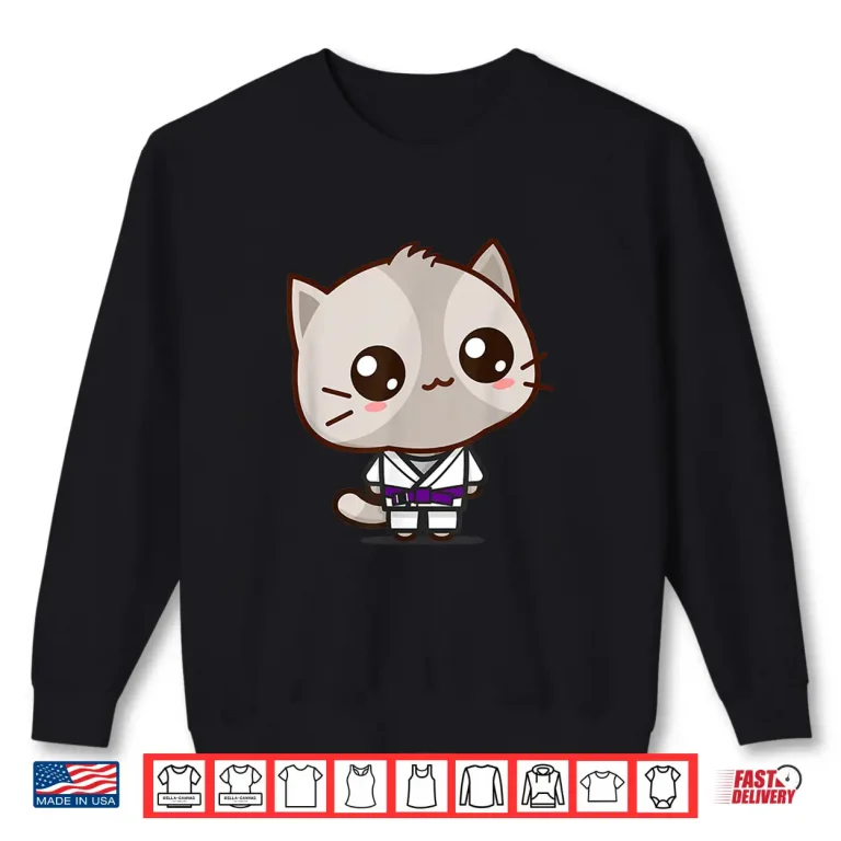 Sweatshirt Purple Belt Kawaii Cat BJJ Brazilian Jiu Jitsu Professional Humor Shirt