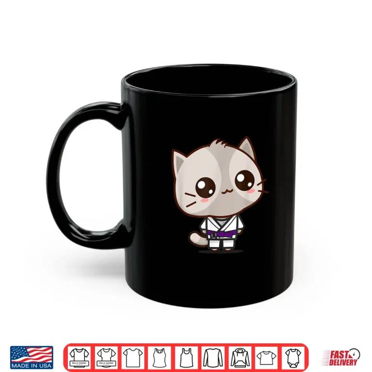 Mug Purple Belt Kawaii Cat BJJ Brazilian Jiu Jitsu Professional Humor Shirt