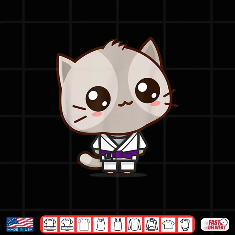 Design Purple Belt Kawaii Cat BJJ Brazilian Jiu Jitsu Professional Humor Shirt