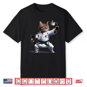 Black Belt Fighter Martial Arts Cat Karate Humor Funny Shirt