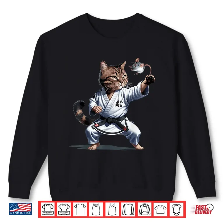Sweatshirt Black Belt Fighter Martial Arts Cat Karate Humor Funny Shirt