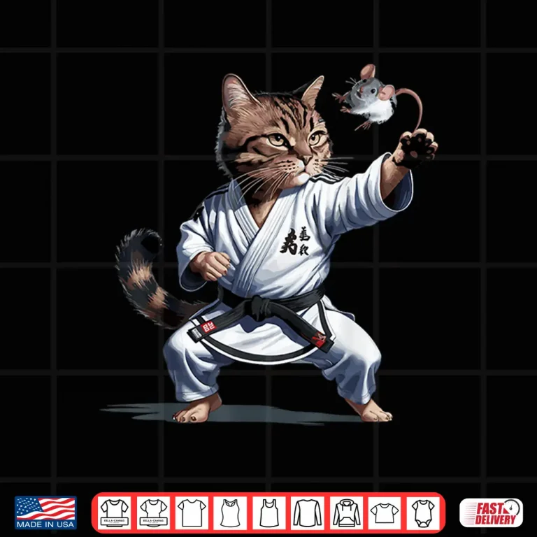 Design Black Belt Fighter Martial Arts Cat Karate Humor Funny Shirt