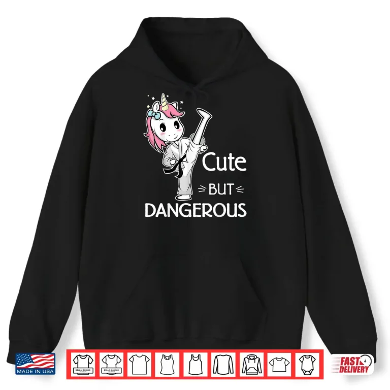 Hoodie Cute But Dangerous Unicorn Karate Taekwondo Youth Graphic Shirt