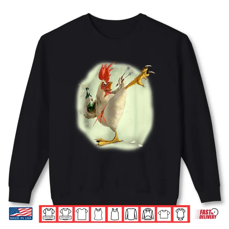 Sweatshirt Chicken Beer Kick Karate Farmer Professional Humor Funny Shirt