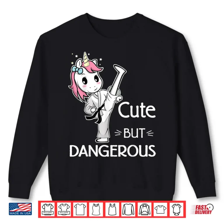 Sweatshirt Cute But Dangerous Unicorn Karate Taekwondo Youth Graphic Shirt