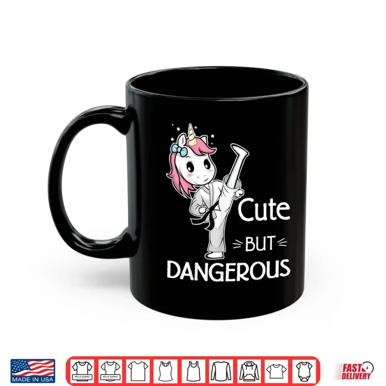 Mug Cute But Dangerous Unicorn Karate Taekwondo Youth Graphic Shirt