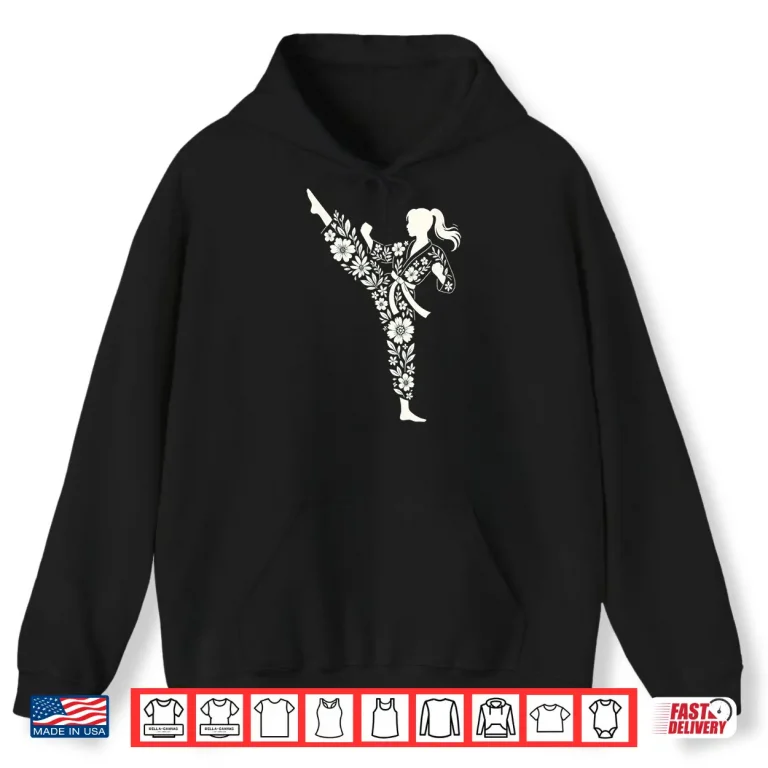 Hoodie Floral Design Taekwondo Martial Arts Youth Karate Graphic Shirt