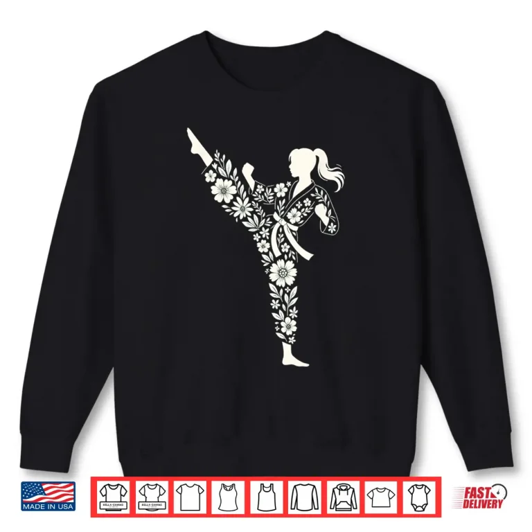 Sweatshirt Floral Design Taekwondo Martial Arts Youth Karate Graphic Shirt