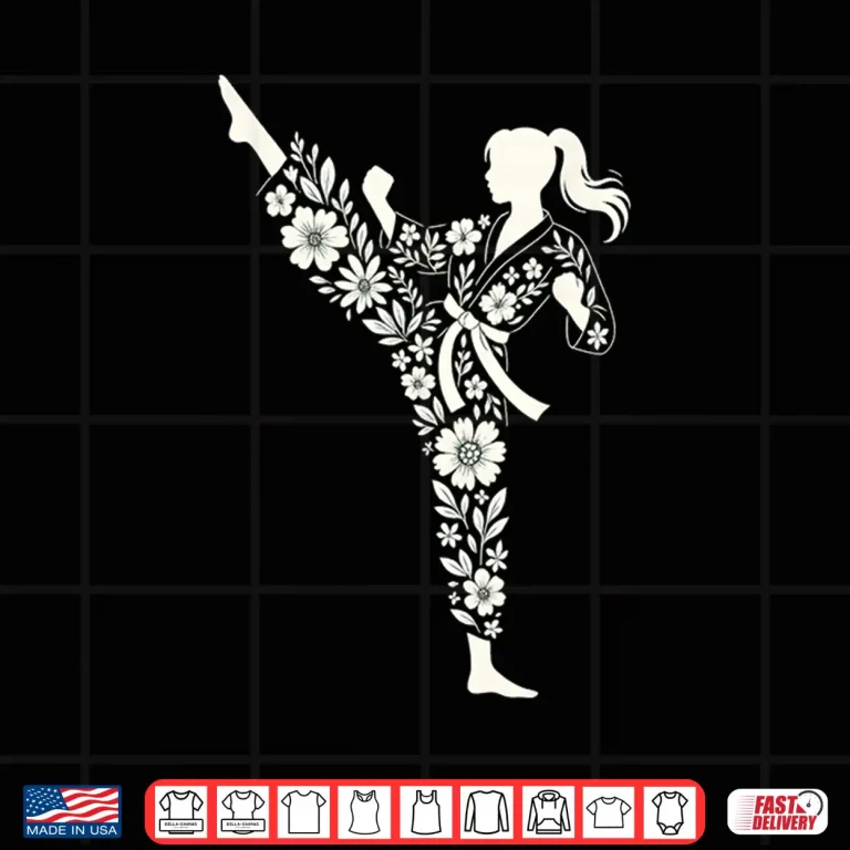 Design Floral Design Taekwondo Martial Arts Youth Karate Graphic Shirt