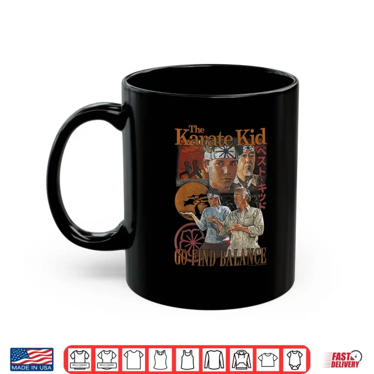 Mug Go Find Balance Vintage Photo Collage The Karate Kid Movie Shirt
