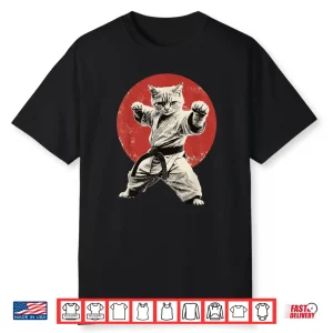Japan Japanese Flag Graphic Cat Karate Judo Funny Shirt
