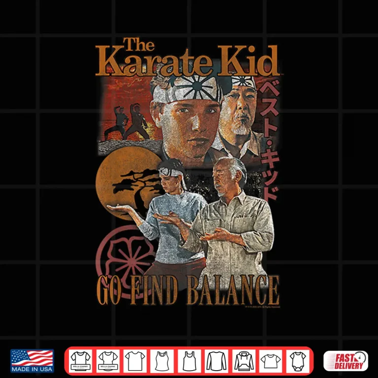 Design Go Find Balance Vintage Photo Collage The Karate Kid Movie Shirt