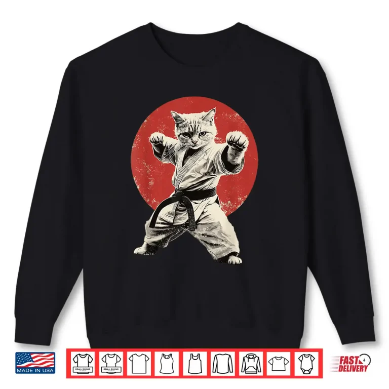 Sweatshirt Japan Japanese Flag Graphic Cat Karate Judo Funny Shirt
