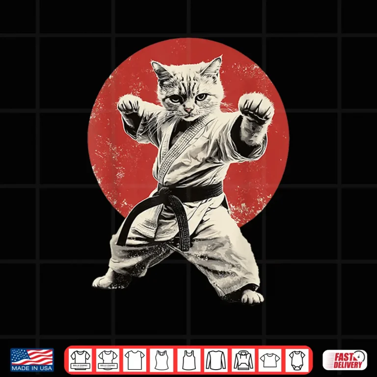 Design Japan Japanese Flag Graphic Cat Karate Judo Funny Shirt