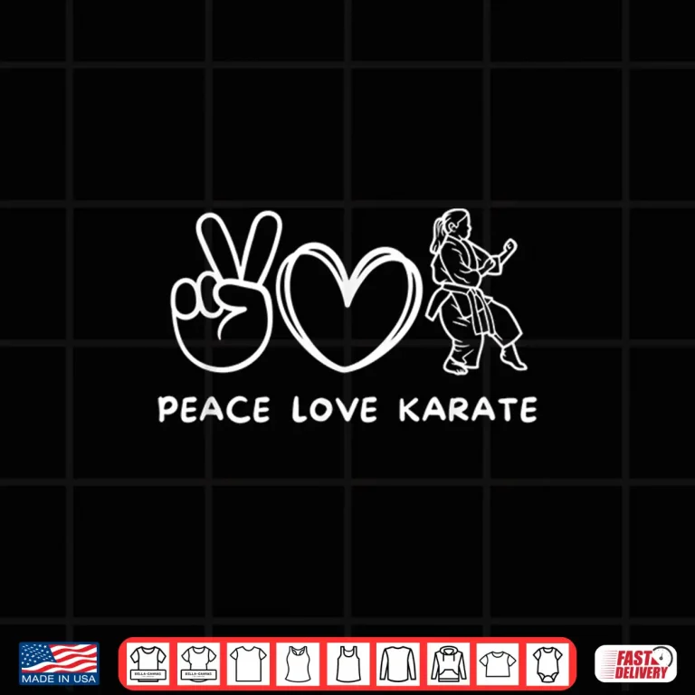 Design Peace Love Retro Karate Professional Martial Arts Graphic Shirt