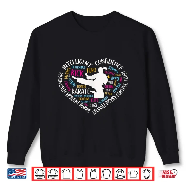 Sweatshirt Teens Heart Love Words Karate Professional Martial Arts Shirt