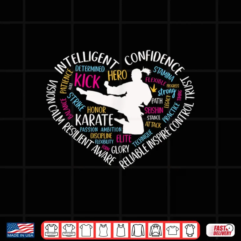 Design Teens Heart Love Words Karate Professional Martial Arts Shirt
