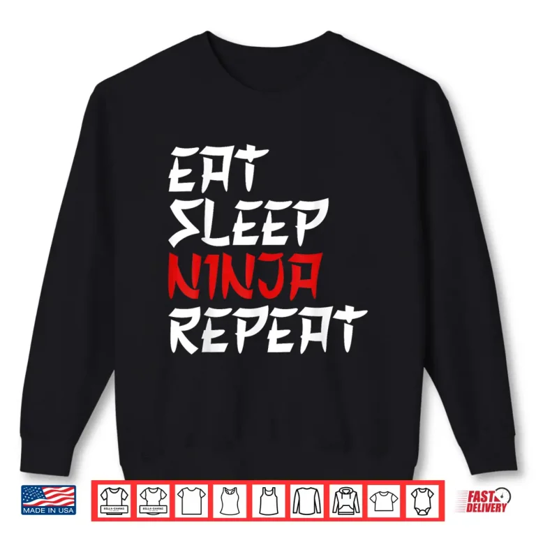 Sweatshirt Eat Sleep Repeat Ninja Karate Professional Modern Graphic Shirt