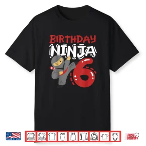Ninja Sixth Birthday Youth Karate Kids Modern Graphic Shirt