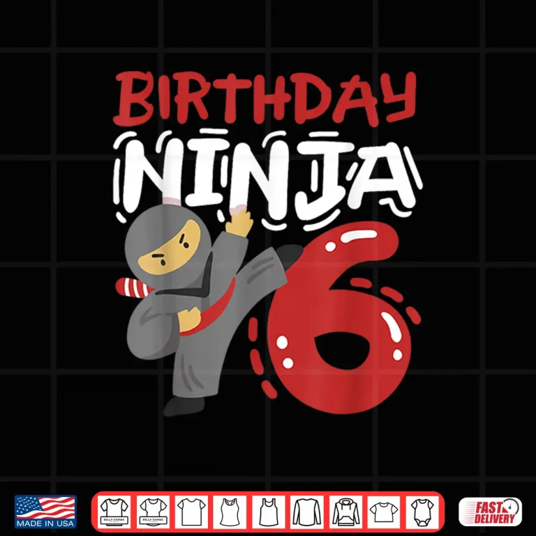 Design Ninja Sixth Birthday Youth Karate Kids Modern Graphic Shirt