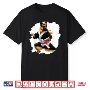 German Shepherd Kick Black Belt Martial Arts Dog Graphic Shirt
