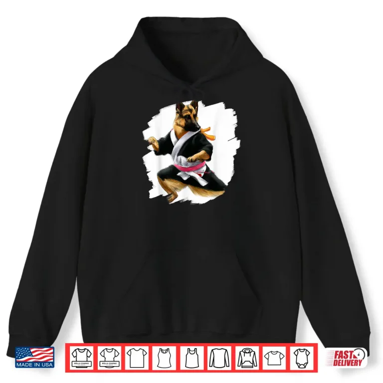 Hoodie German Shepherd Kick Black Belt Martial Arts Dog Graphic Shirt