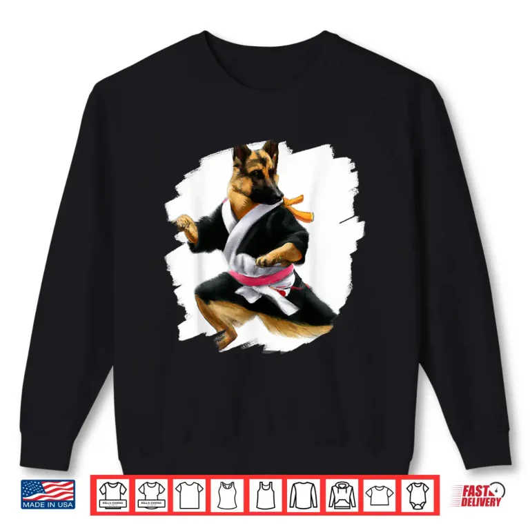 Sweatshirt German Shepherd Kick Black Belt Martial Arts Dog Graphic Shirt