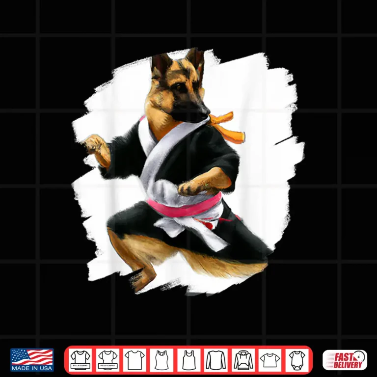 Design German Shepherd Kick Black Belt Martial Arts Dog Graphic Shirt