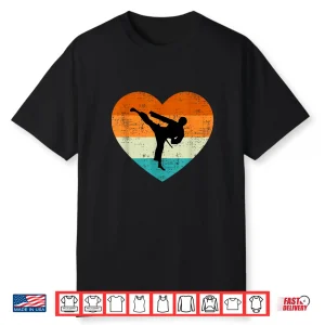 Lovers Heart Love Retro Karate Martial Arts Valentines Day Shirt