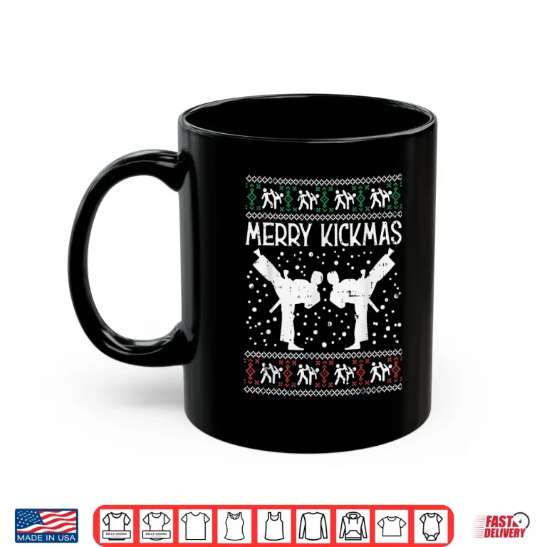 Mug Merry Kickmas Ugly Christmas Karate Jiu Jitsu Martial Gift Shirt