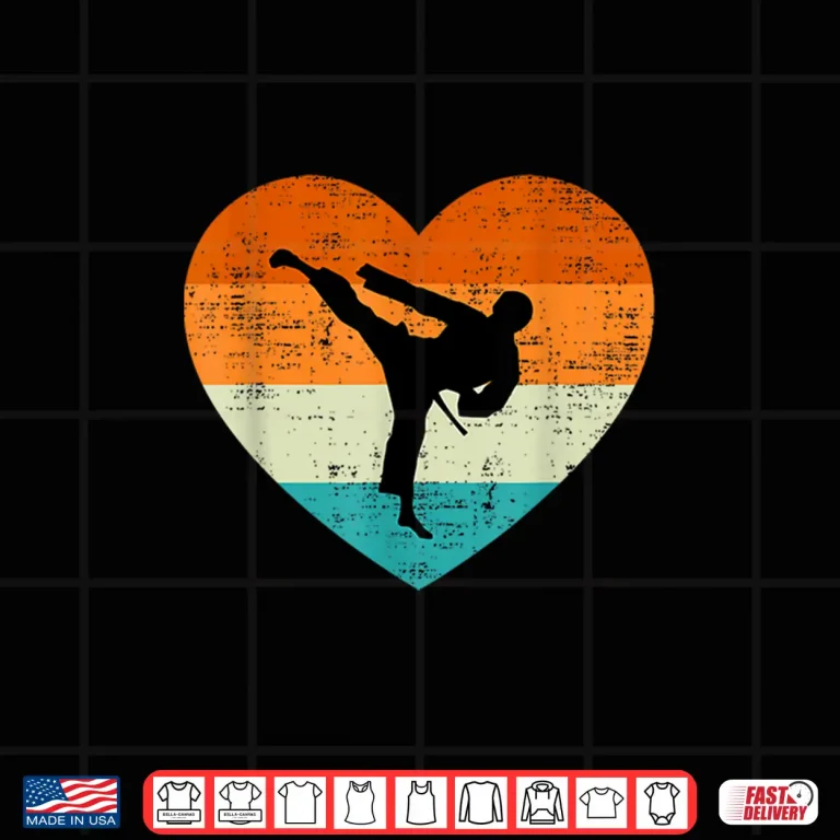 Design Lovers Heart Love Retro Karate Martial Arts Valentines Day Shirt