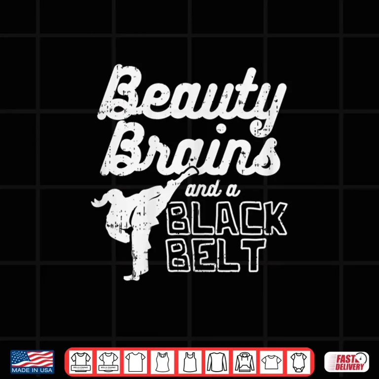 Design Beauty Brains Black Belt Ponytail Kick Taekwondo Gift Shirt