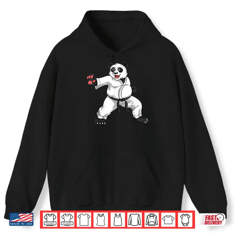 Hoodie Black Belt Panda Lover Karate Japanese Martial Arts Sport Shirt