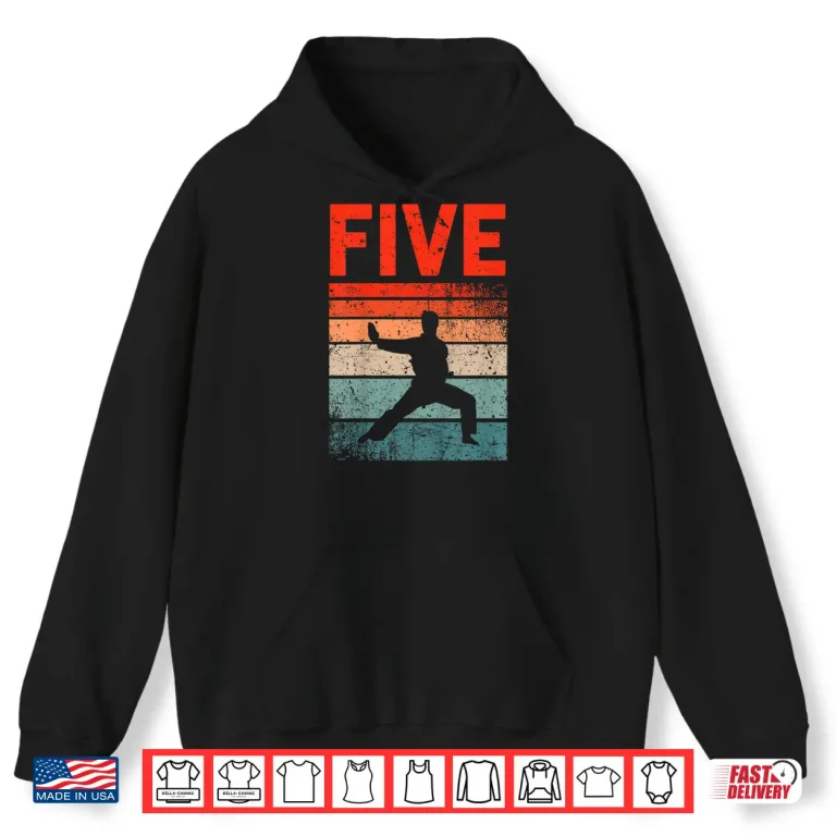 Hoodie Fifth Birthday Fighter Karate Youth Professional Graphic Shirt