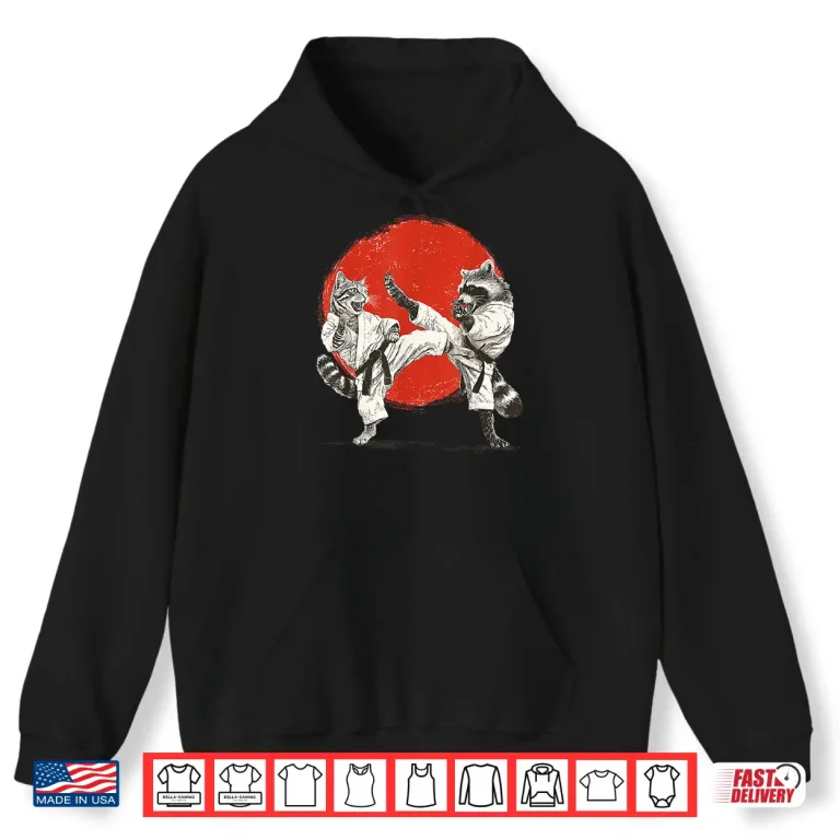 Hoodie Japanese Martial Arts Japan Karate Cat Raccoon Animal Graphic Shirt