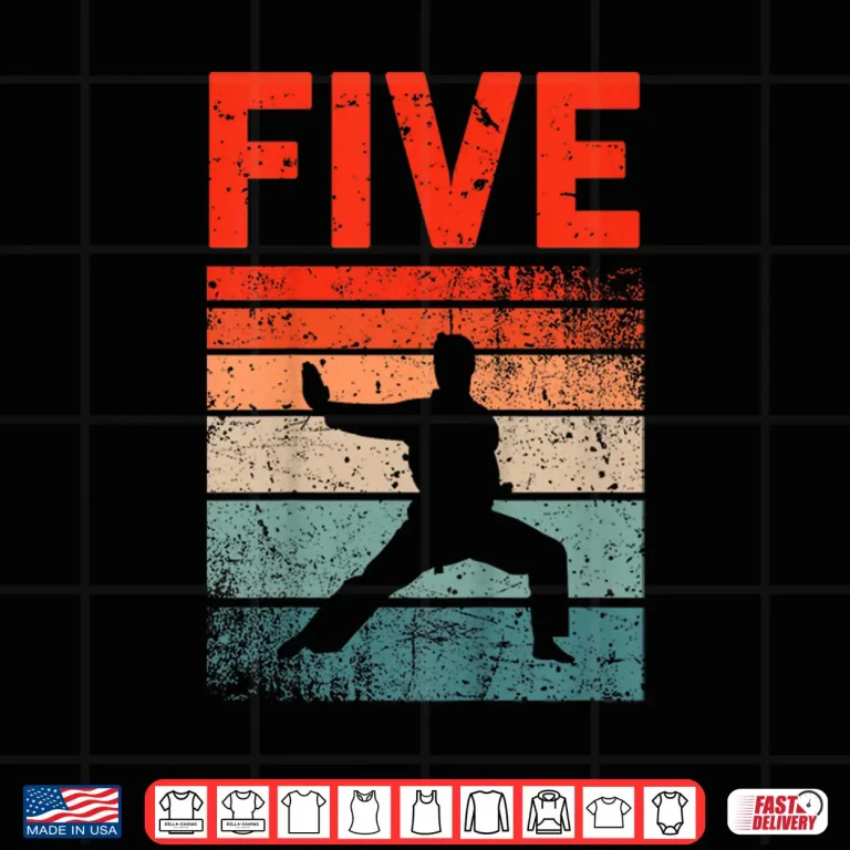 Design Fifth Birthday Fighter Karate Youth Professional Graphic Shirt
