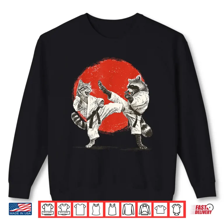 Sweatshirt Japanese Martial Arts Japan Karate Cat Raccoon Animal Graphic Shirt
