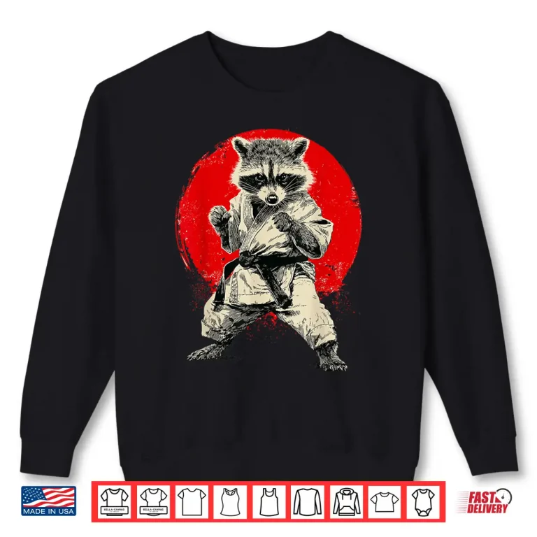 Sweatshirt Japanese Martial Arts Japan Karate Judo Raccoon Graphic Shirt