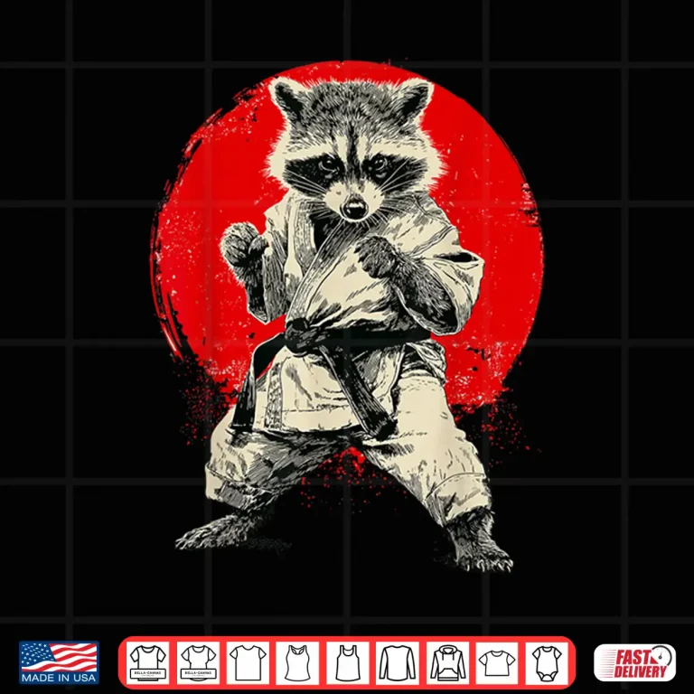Design Japanese Martial Arts Japan Karate Judo Raccoon Graphic Shirt