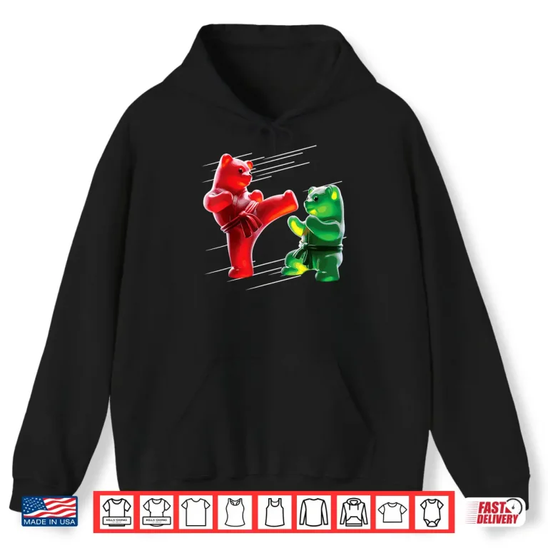 Hoodie Ninja Design Gummy Bear Karate Professional Humor Graphic Shirt