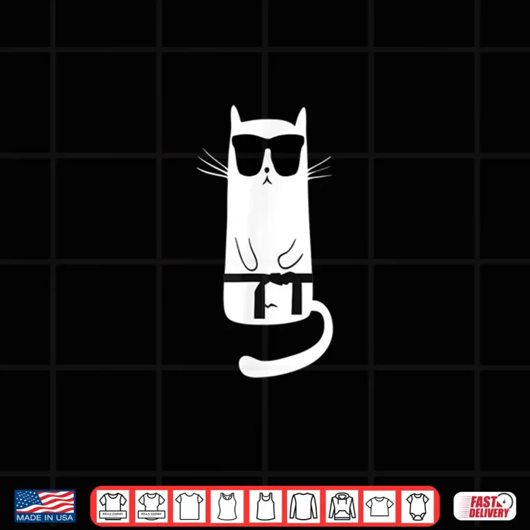 Design Cat Wearing Sunglasses Karate Judo Black Belt Professional Humor Shirt
