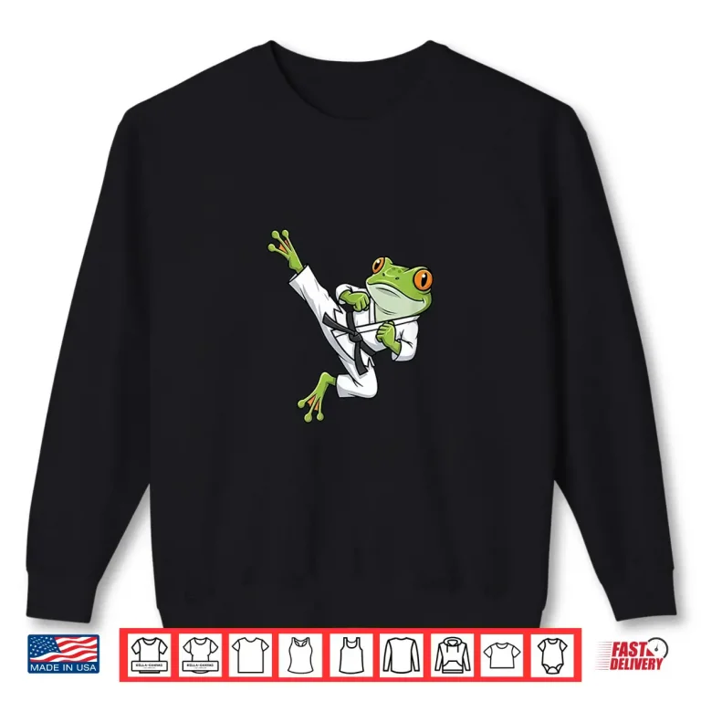 Sweatshirt Frog Cartoon Kick Karate Martial Arts Professional Humor Shirt